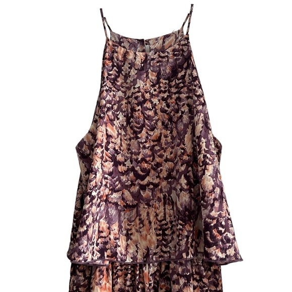 🌺MOD Halter Palazzo Romper in Peacock Colors Purple/Peach Size Large🌺 - Picture 3 of 9